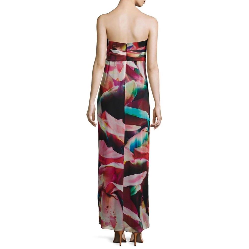 NICOLE MILLER Petal Power Floral Chiffon Strapless Empire Gown 0 $565 - Picture 6 of 12